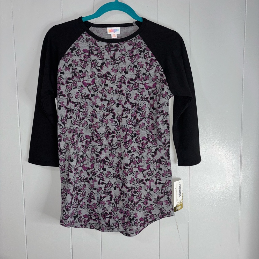 Black and Purple Raglan Sleeve Top‎